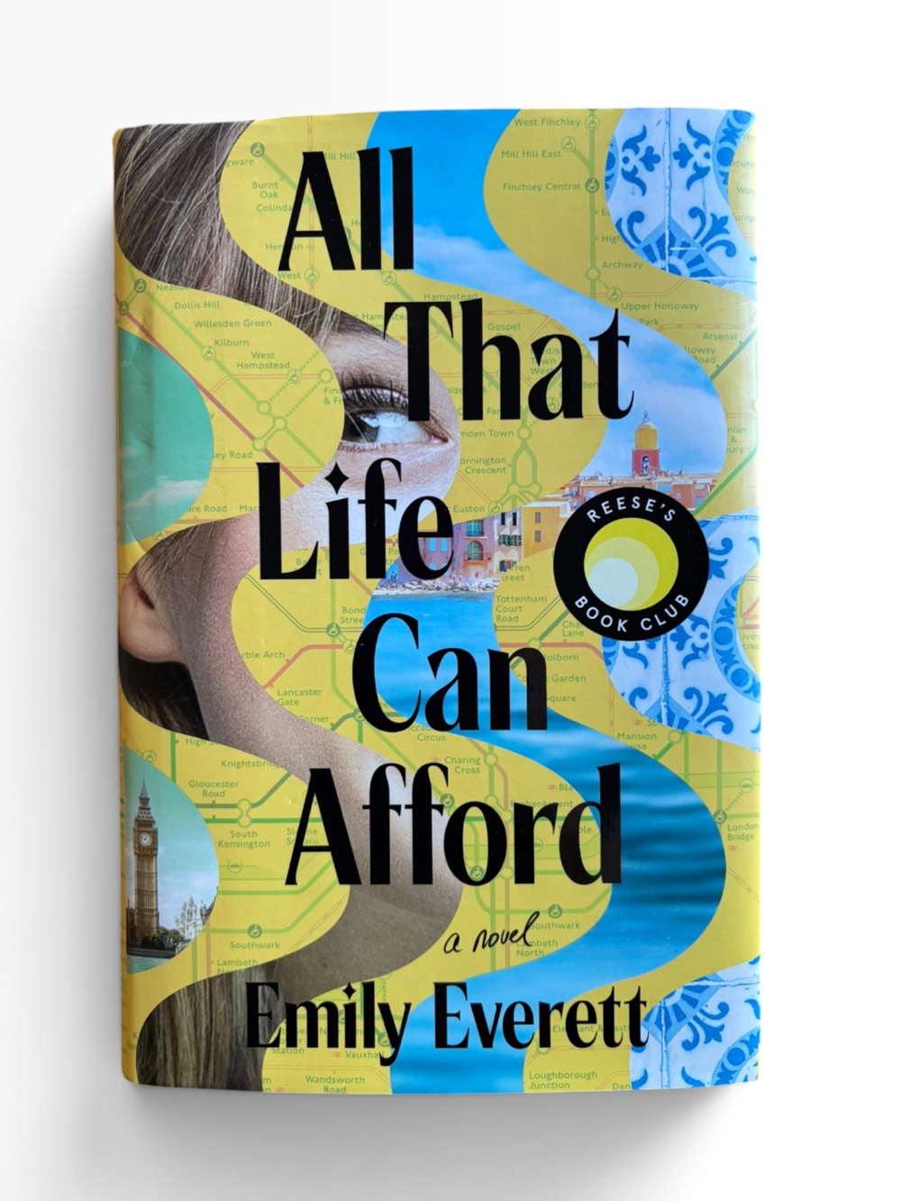 “All That Life Can Afford” (2025) by Emily Everett Yellow & Blue Hardcover Book